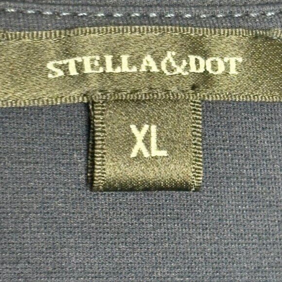 Stella & Dot Long Sleeved Crew Neckline Split Side Ruffled Top - Navy Blue - L - Picture 8 of 10